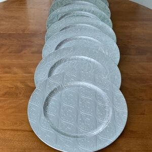 12 Elegant White Embossed Dinner Plate